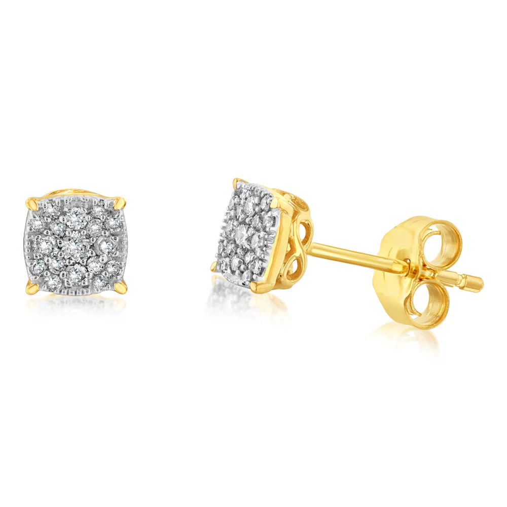 0.15 Carat Stud Diamond Earrings in 9ct Yellow Gold