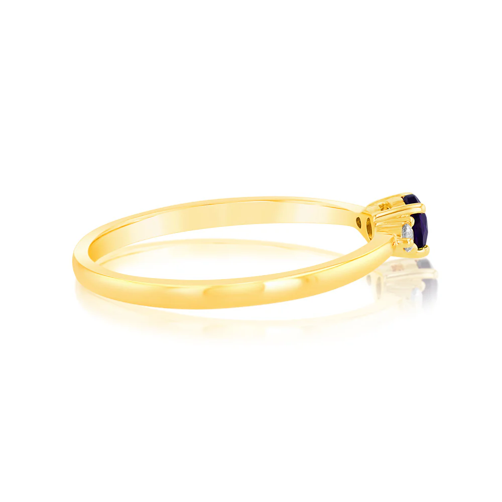 0.23 Carat Amethyst and Diamond Ring in 9ct Yellow Gold - Image 2