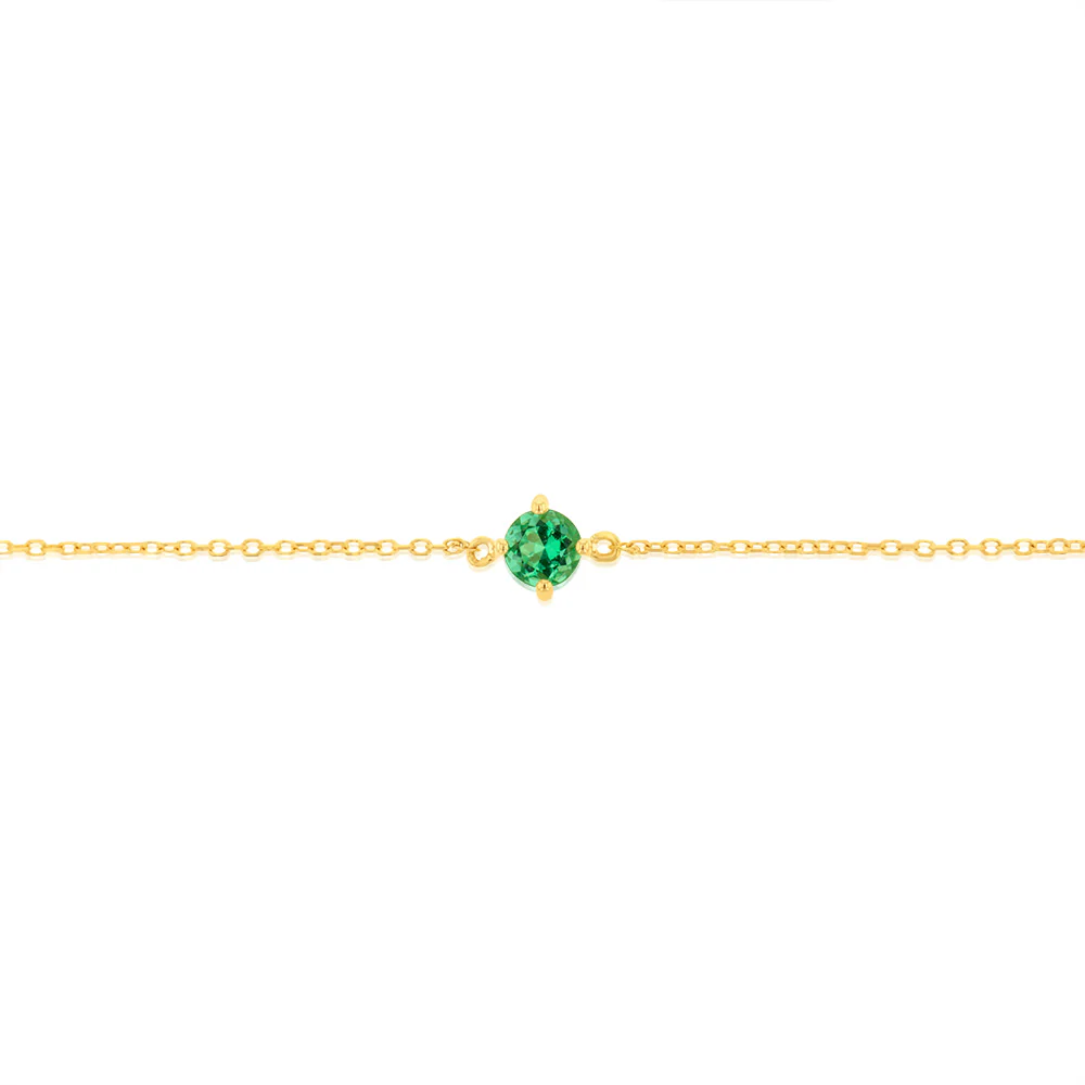 0.24 Carat Created Emerald Adjustable Bracelet 17cm in 9ct Yellow Gold - Image 3