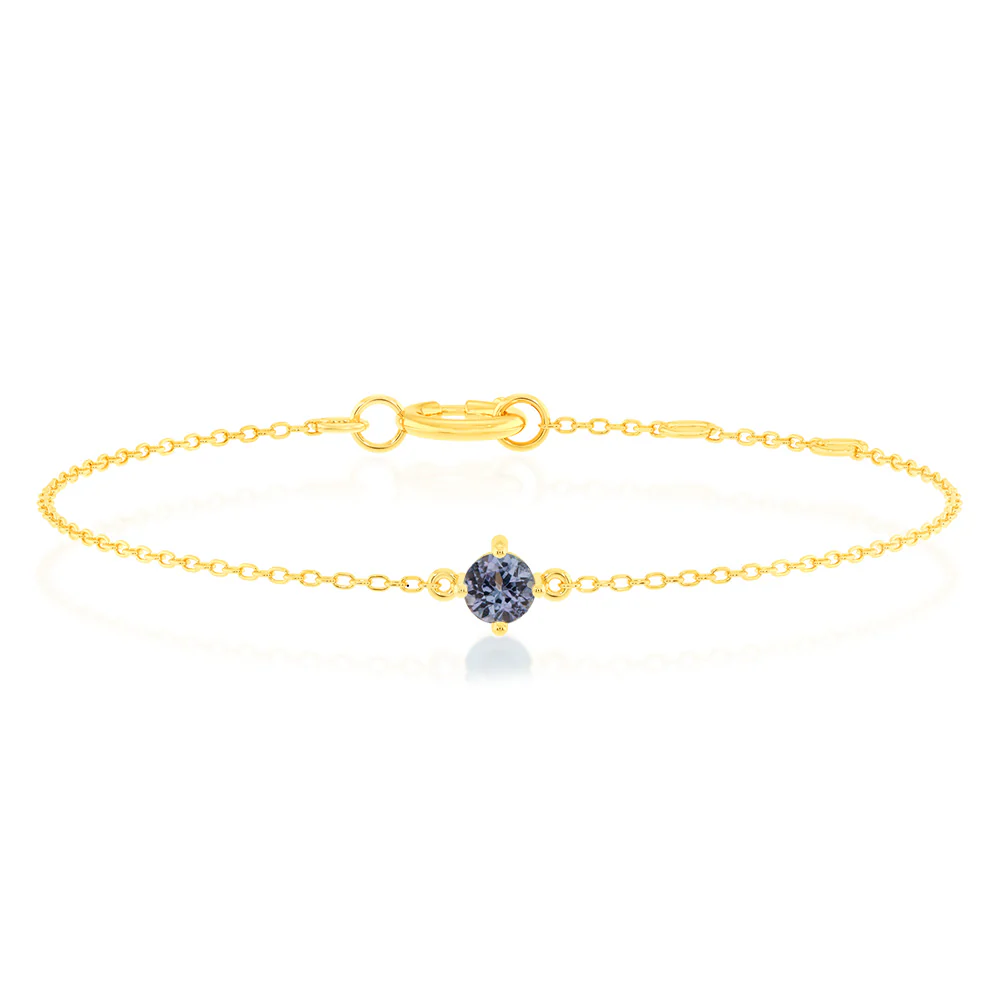 0.27 Carat Tanzanite Adjustable Bracelet 17cm in 9ct Yellow Gold