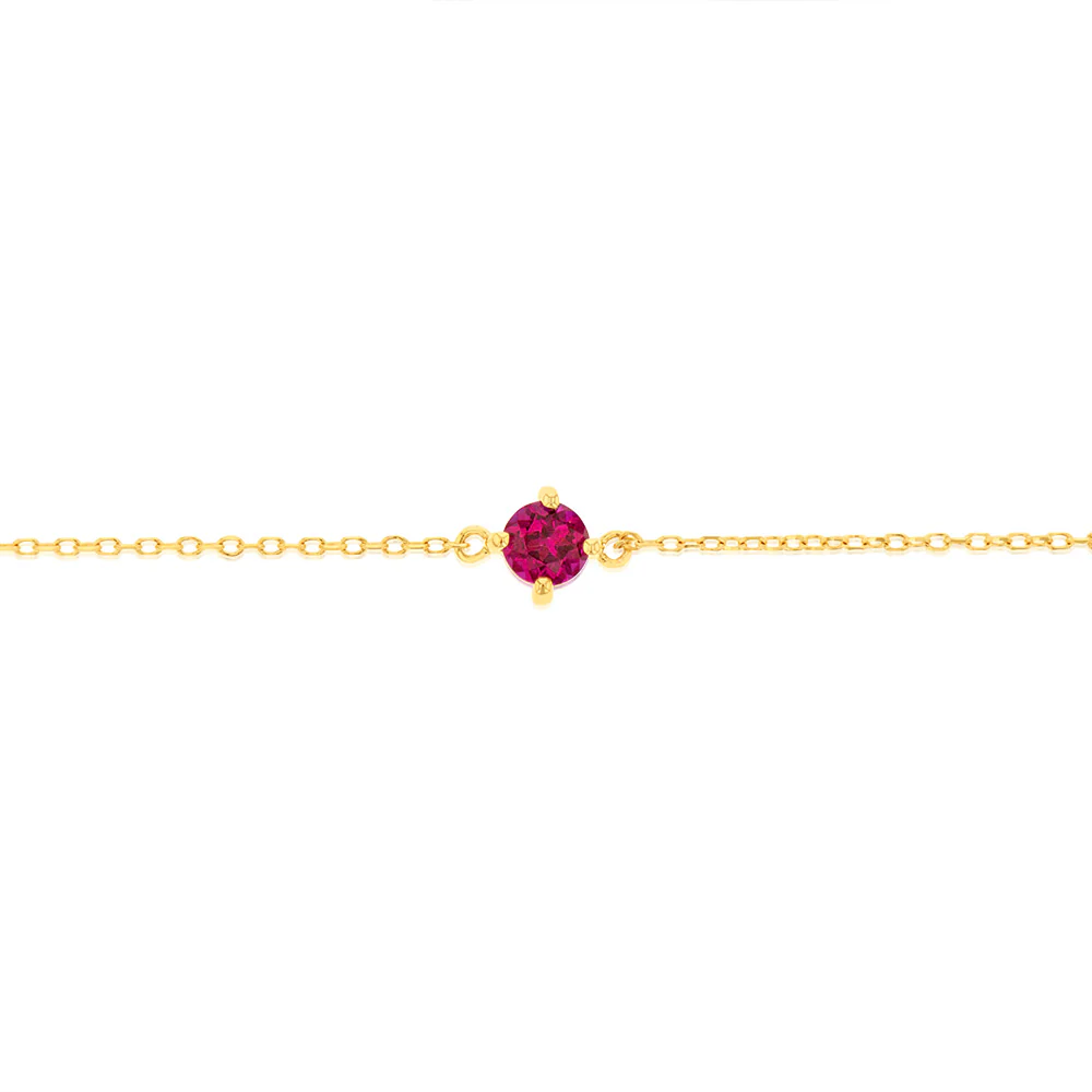 0.30 Carat Created Ruby Adjustable Bracelet 17cm in 9ct Yellow Gold - Image 3