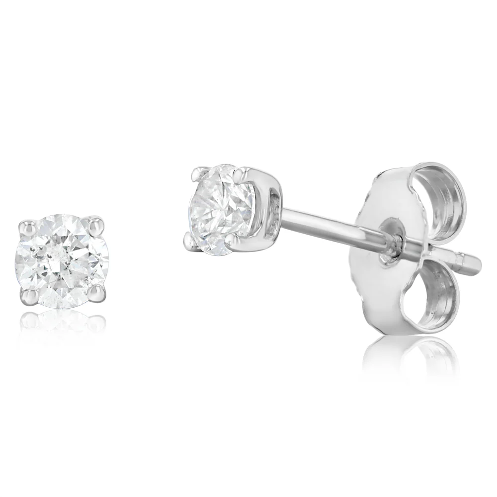 0.30 Carat Diamond Solitaire Stud Earrings in 9ct White Gold