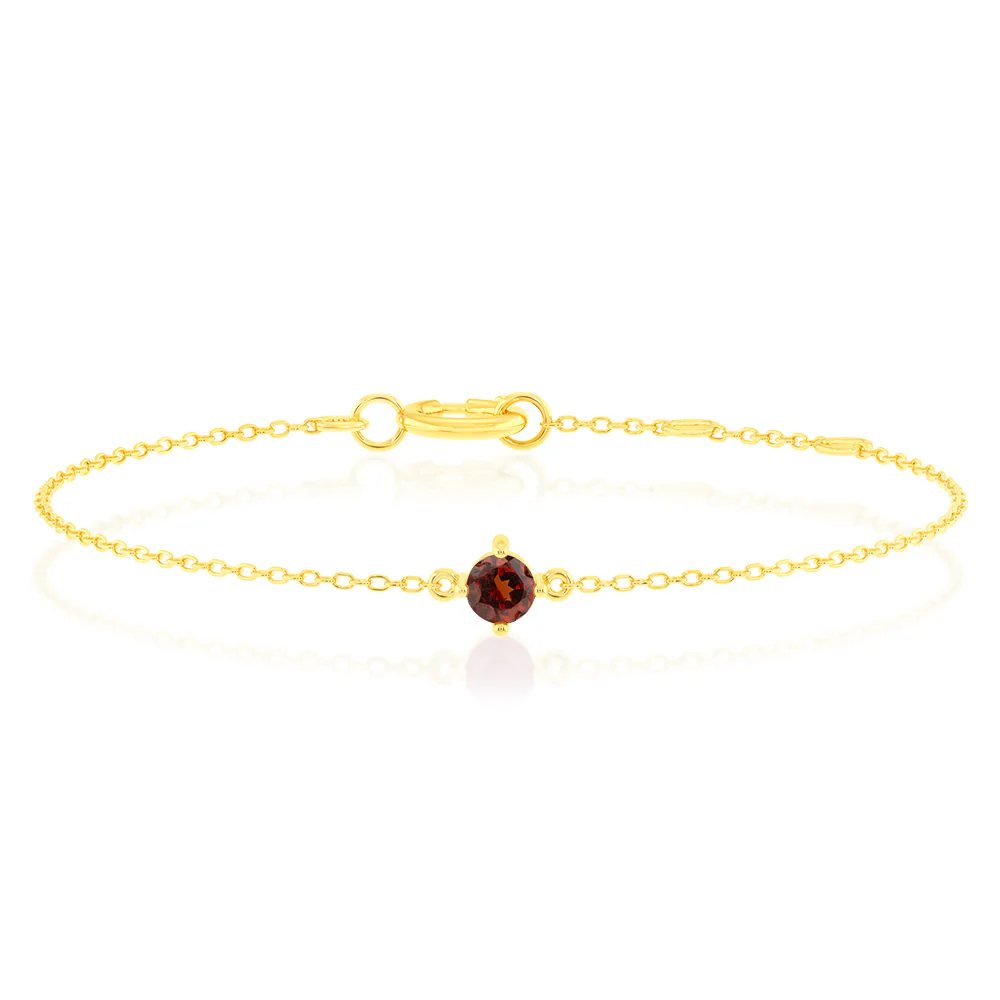 0.34 Carat Red Garnet Adjustable Bracelet 17cm in 9ct Yellow Gold