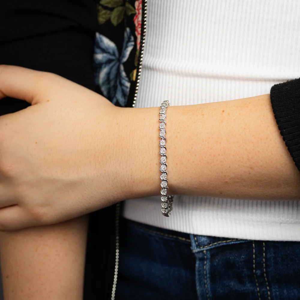 0.45 Carat Diamond 18cm Bracelet in Sterling Silver - Image 4