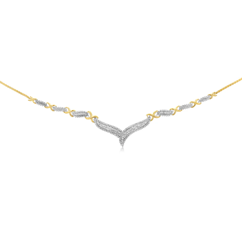 0.45 Carat Diamond Necklace 2 Tone in Gold Plated Silver - Image 2