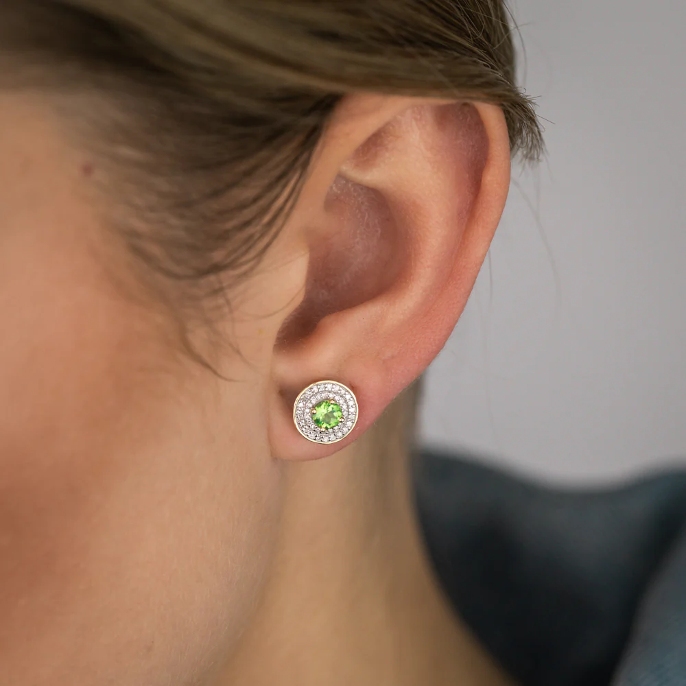 0.60 Carat Peridot and Diamond Stud Earrings in 9ct Yellow Gold - Image 2