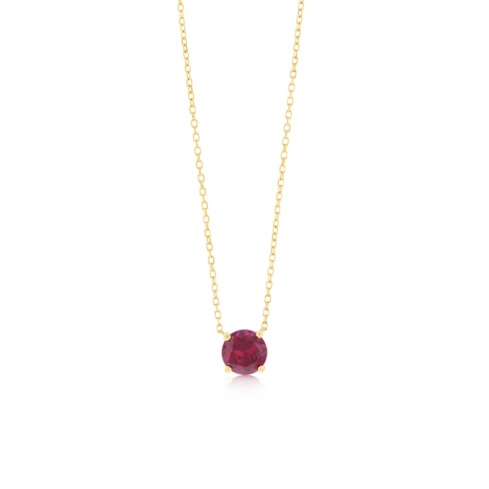 0.67 Carat Created Ruby Pendant with 45cm Chain in 9ct Yellow Gold