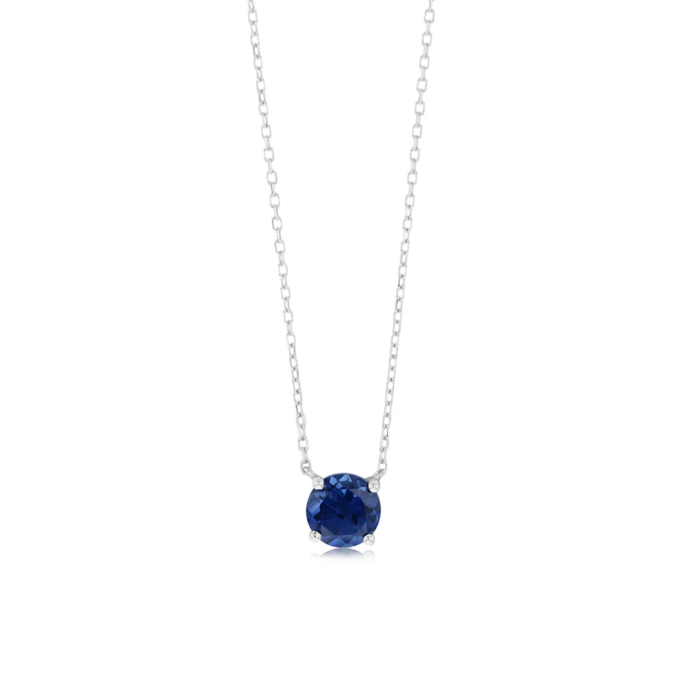 0.67 Carat Created Sapphire Pendant with 45cm Chain in 9ct White Gold