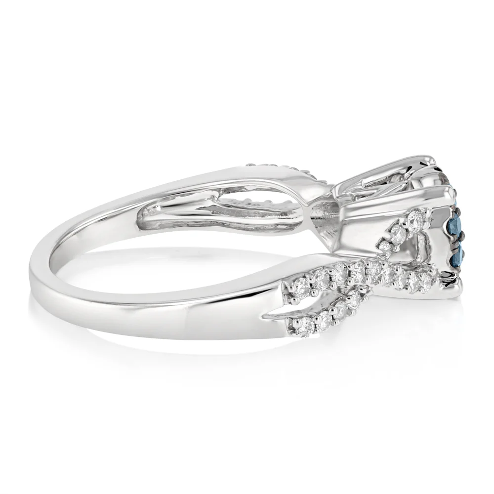 0.69 Carat Diamond Ring with 11 Blue Treated Diamonds in 10ct White Gold - Image 2