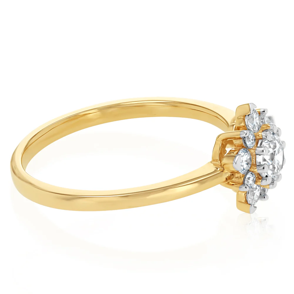 0.75 Carat Luminesce Lab Grown Diamond Flower Shaped Ring in 9ct Yellow Gold - Image 2