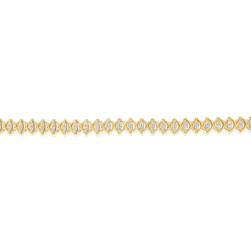 0.90 Carat Diamond 18cm Bracelet in Gold Plated Silver - Image 2