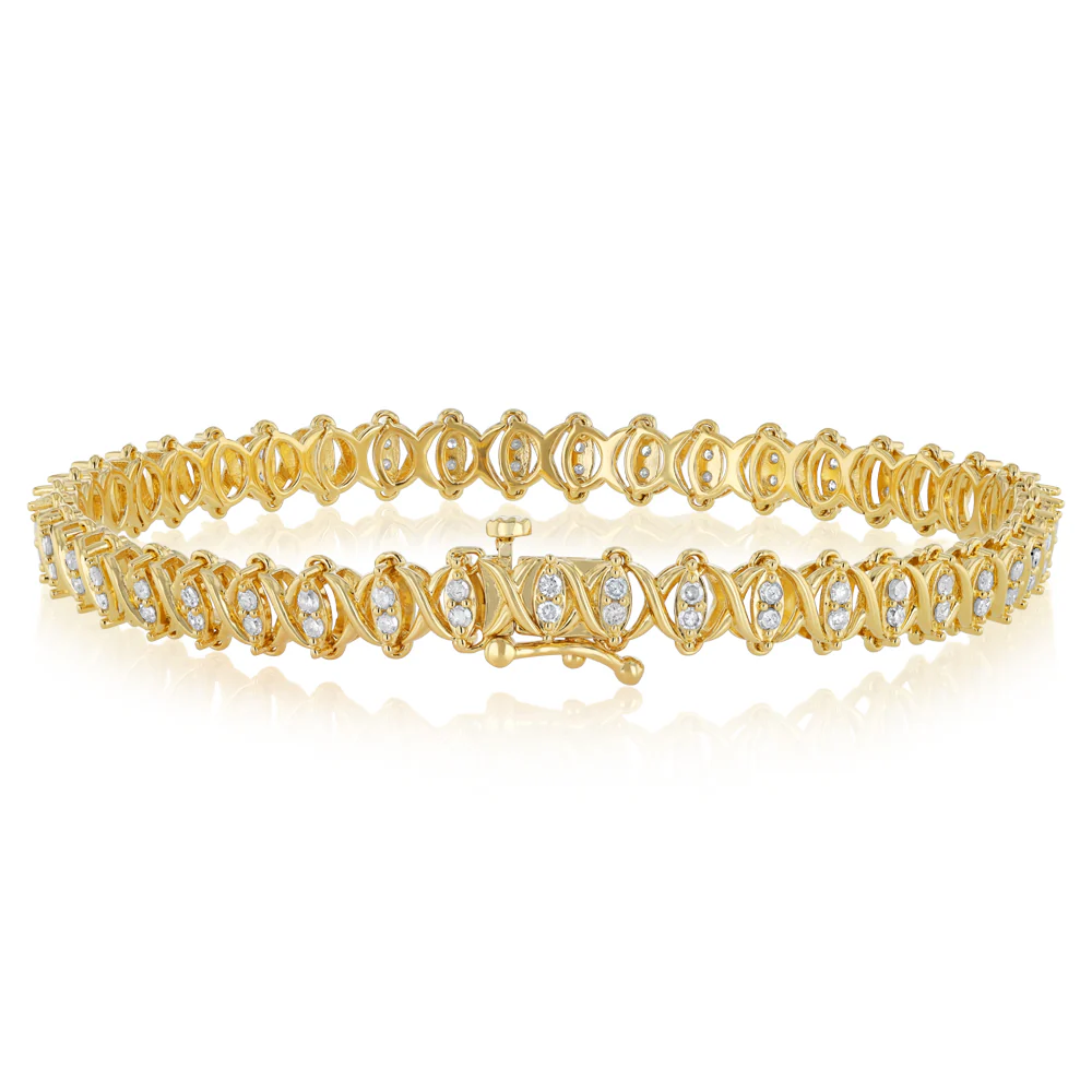 0.90 Carat Diamond 18cm Bracelet in Gold Plated Silver - Image 4