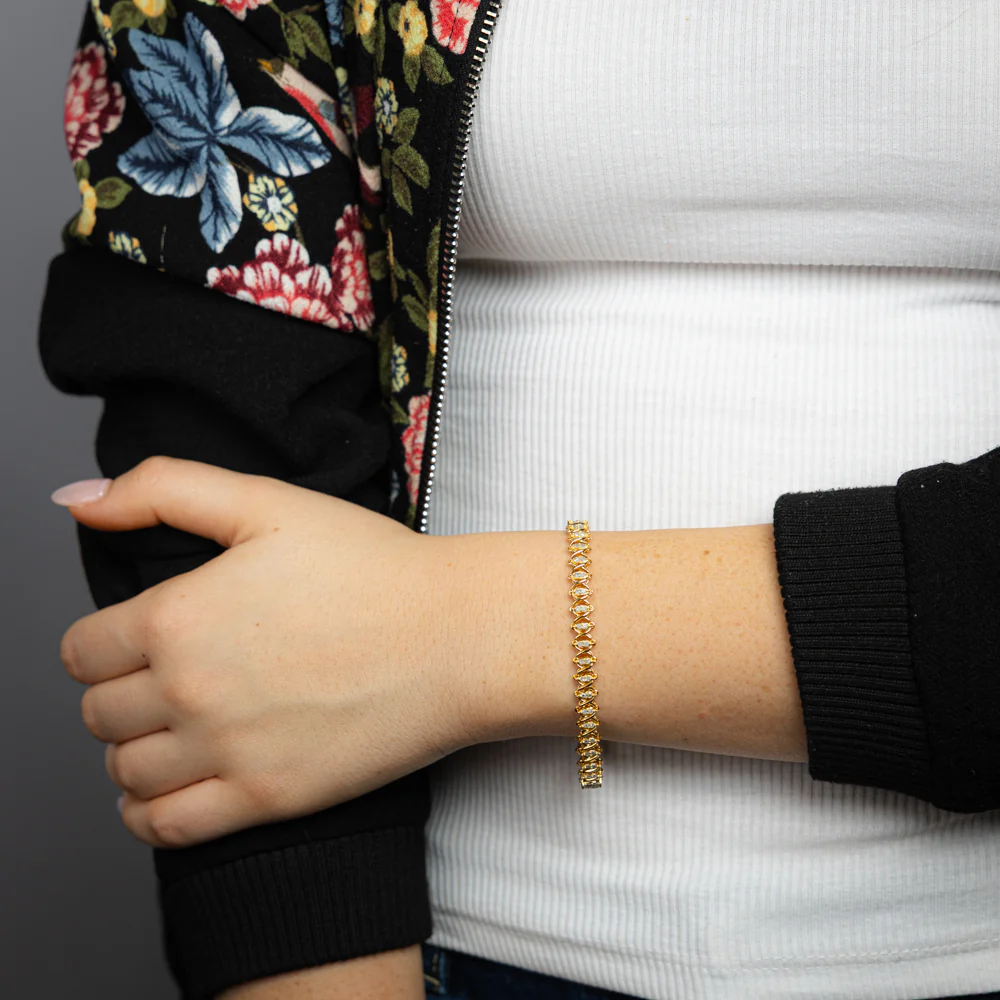 0.90 Carat Diamond 18cm Bracelet in Gold Plated Silver - Image 5