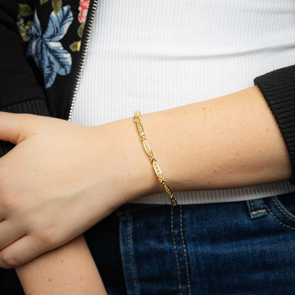 0.95 Carat Diamond 17.5cm Bracelet in Gold Plated Silver - Image 3