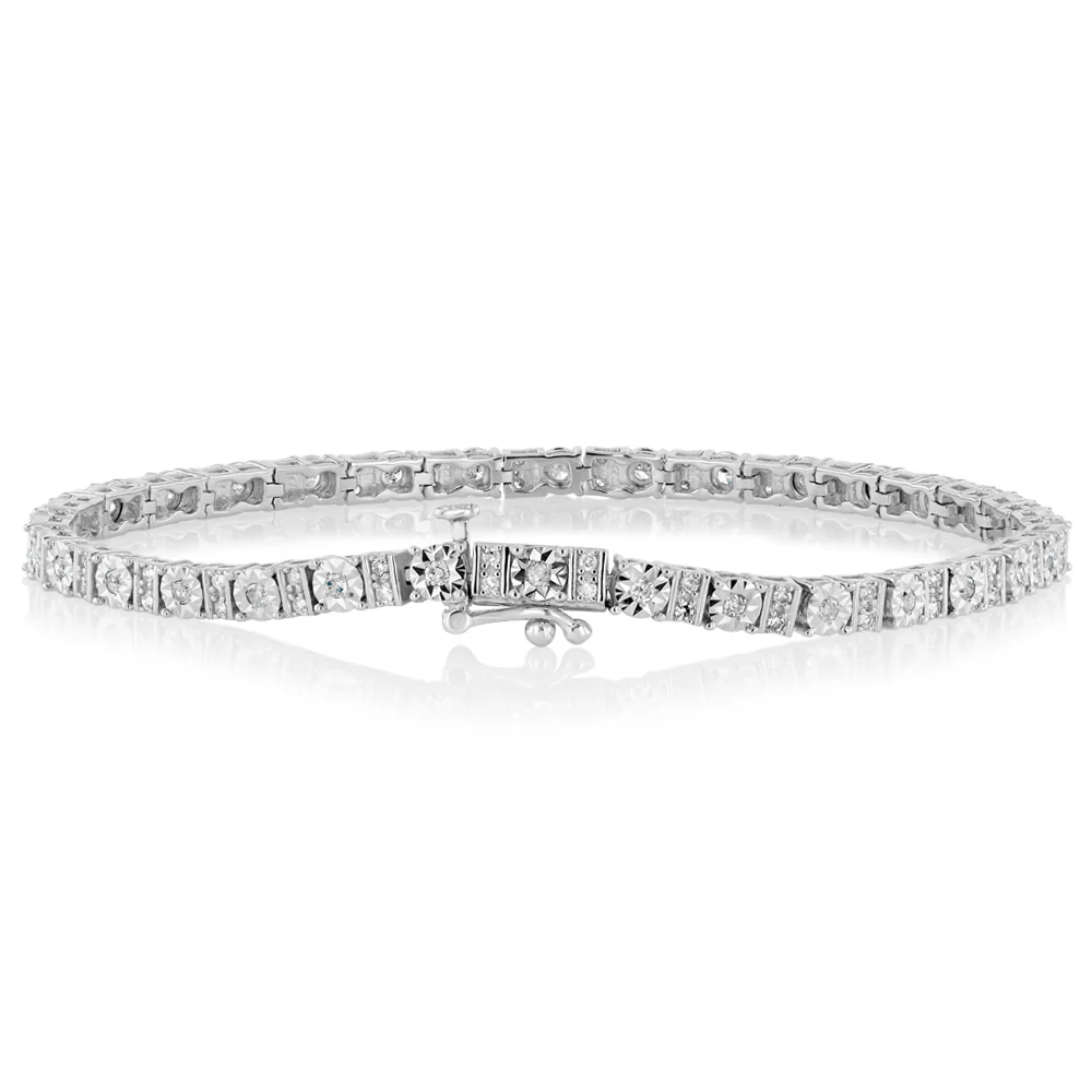 0.95 Carat Diamond 19cm Bracelet in Sterling Silver - Image 4