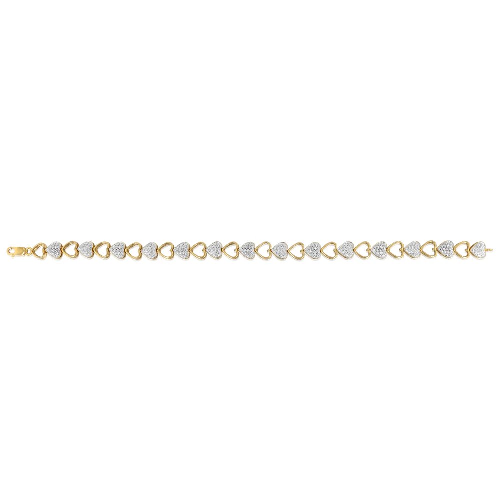 1/10 Carat Diamond 18cm Heart Bracelet in Gold Plated Silver - Image 2
