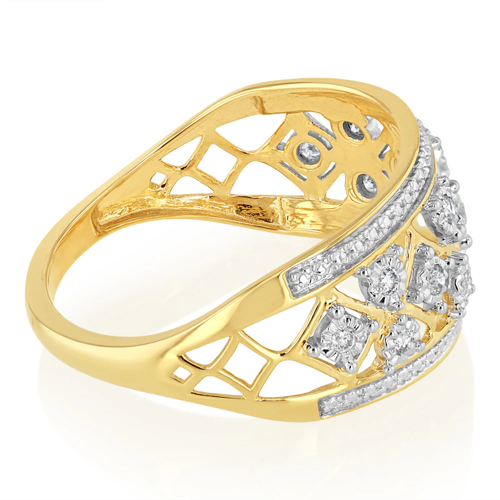 1/10 Carat Diamond Dress Ring in 9ct Yellow Gold - Image 2