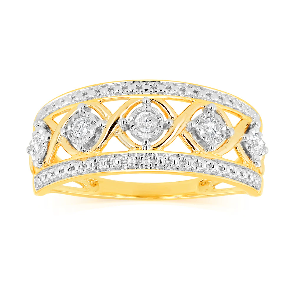 1/10 Carat Diamond Dress Ring in 9ct Yellow Gold