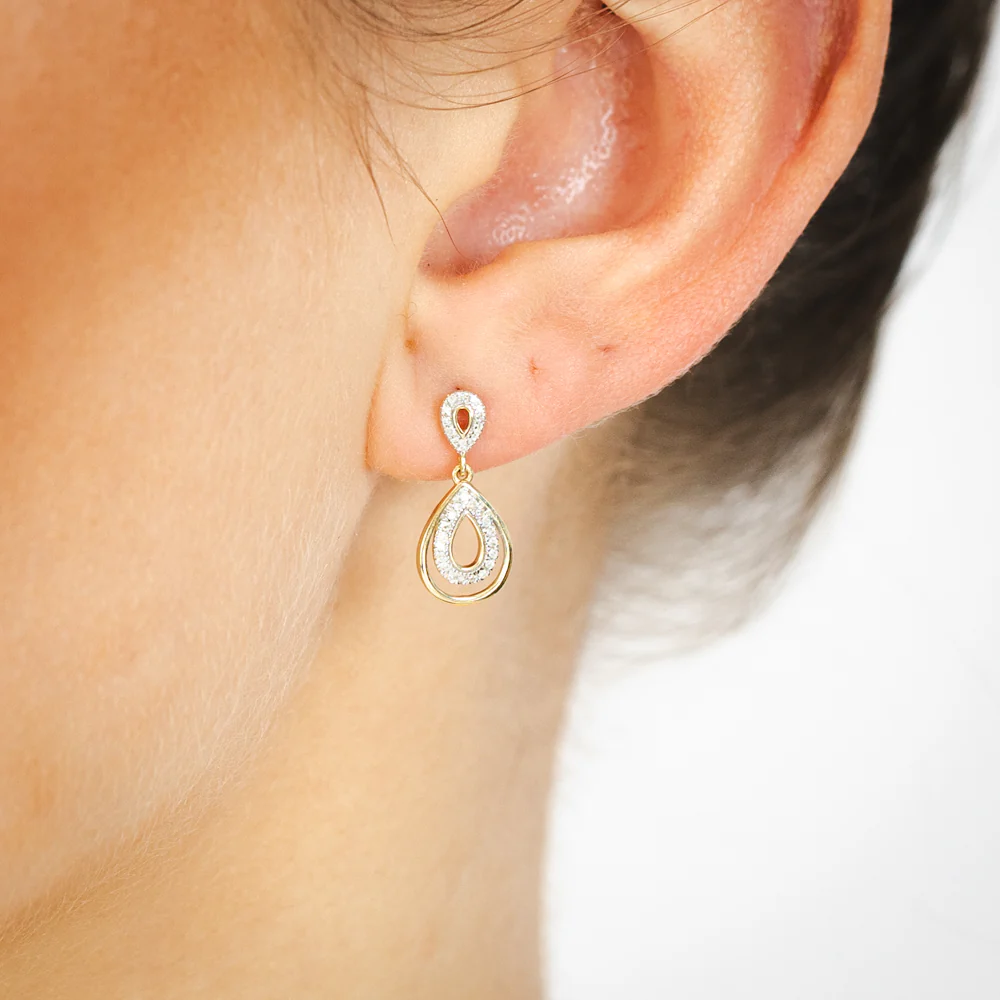 1/10 Carat Diamond Earrings in 9ct Yellow Gold - Image 2