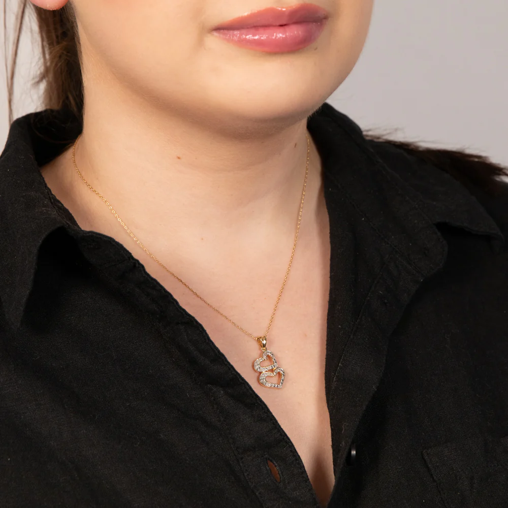 1/10 Carat Diamond Heart Pendant in Gold Plated Silver - Image 2