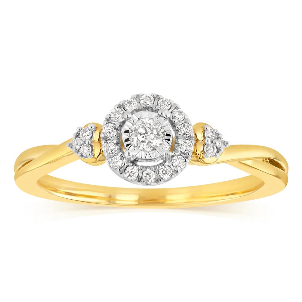 1/10 Carat Diamond Promise Ring in Gold Plated Sterling Silver