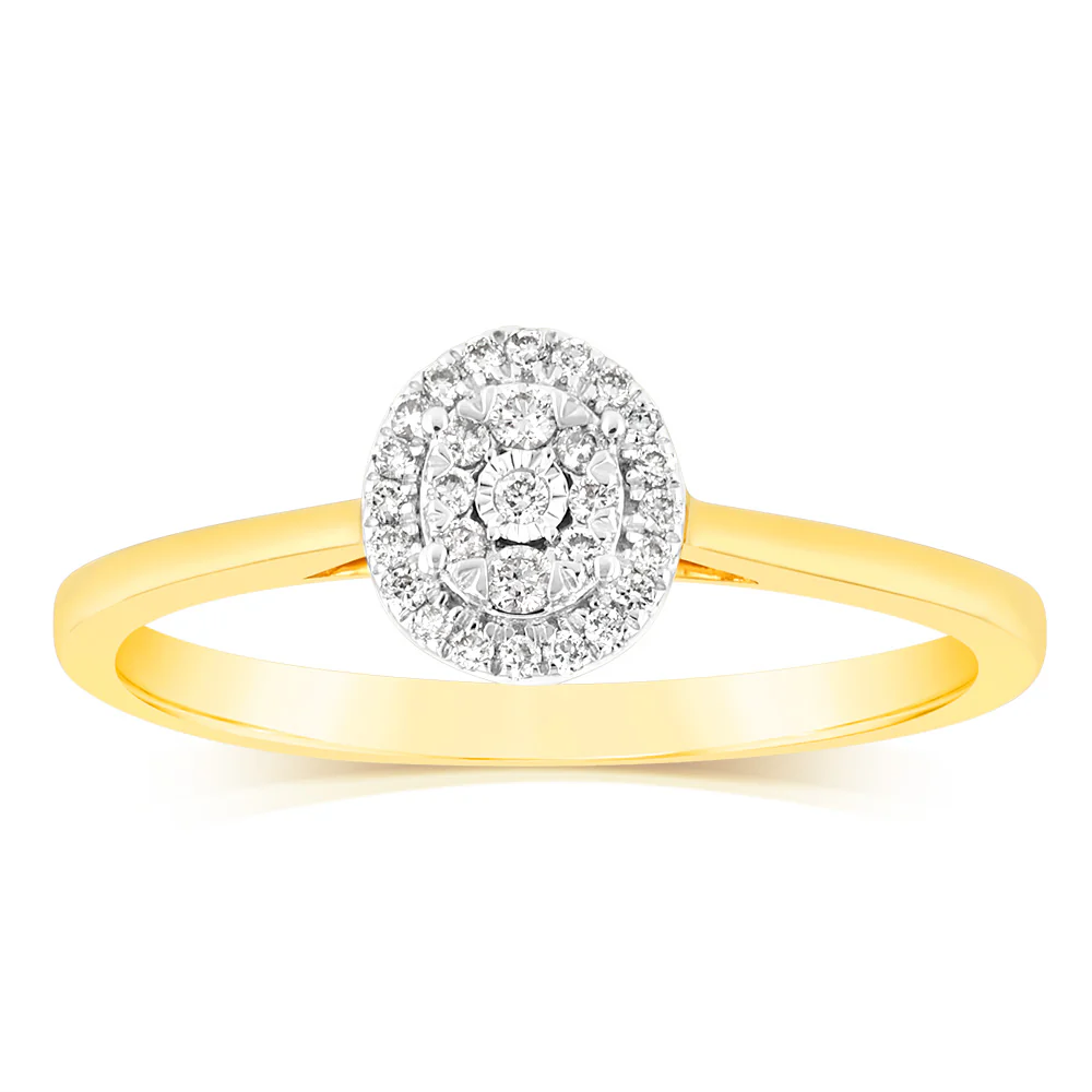 1/10 Carat Diamond Ring in 9ct Yellow Gold