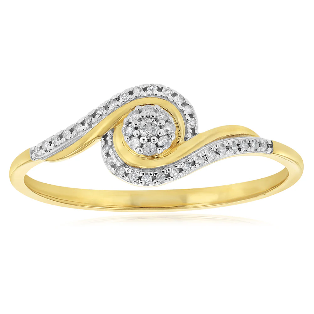 1/10 Carat Diamond Ring in 9ct Yellow Gold