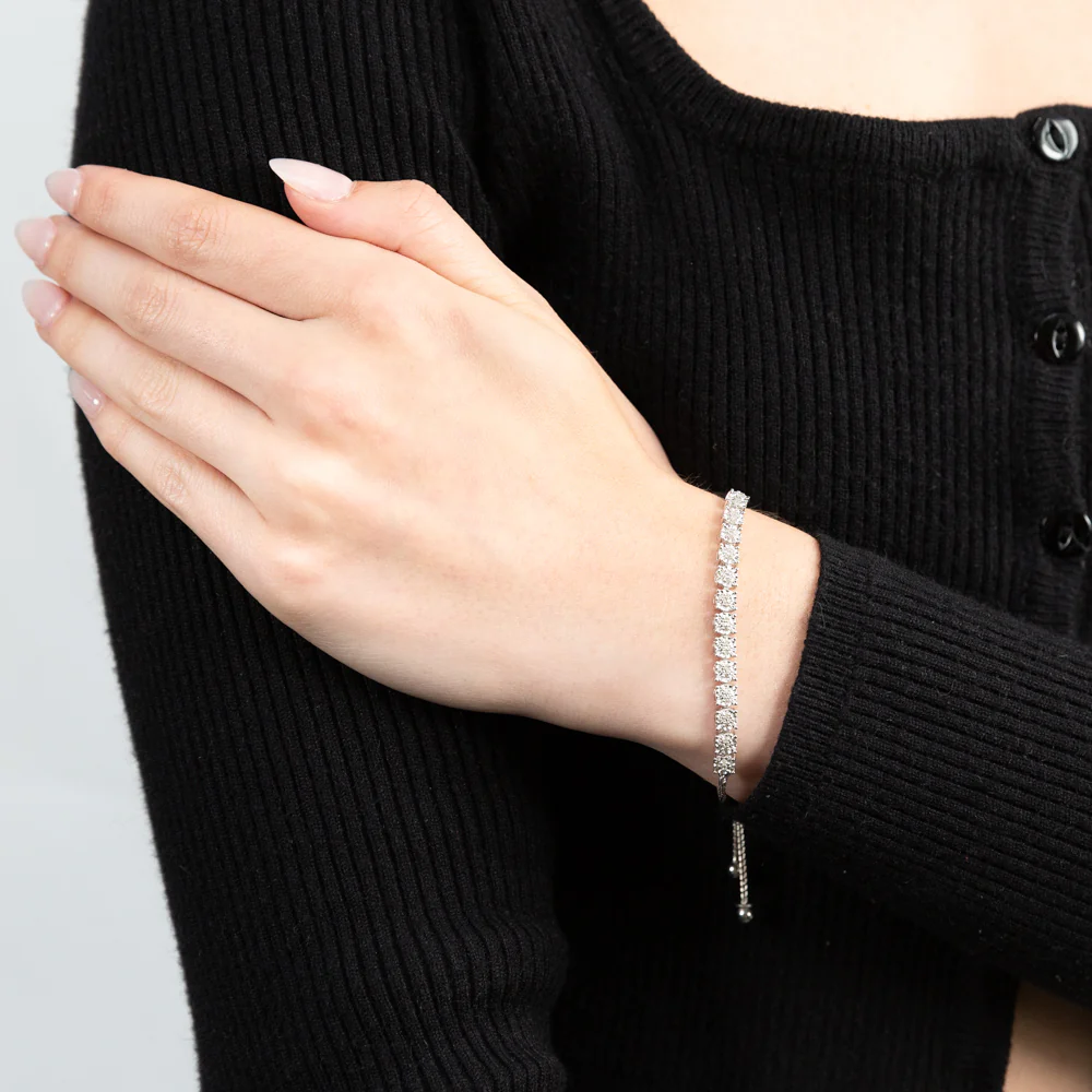1/10 Carat Diamond Slider Tennis Bracelet in Sterling Silver - Image 2