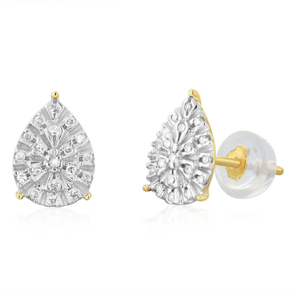 1/10 Carat Diamond Stud Earrings in 9ct Yellow Gold