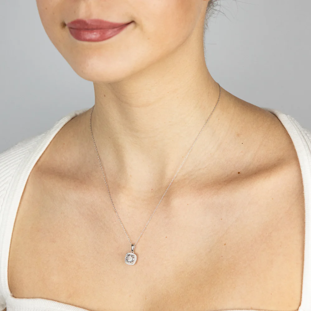 1/10 Carat Natural Diamond Pendant & Earring Set in Sterling Silver - Image 3