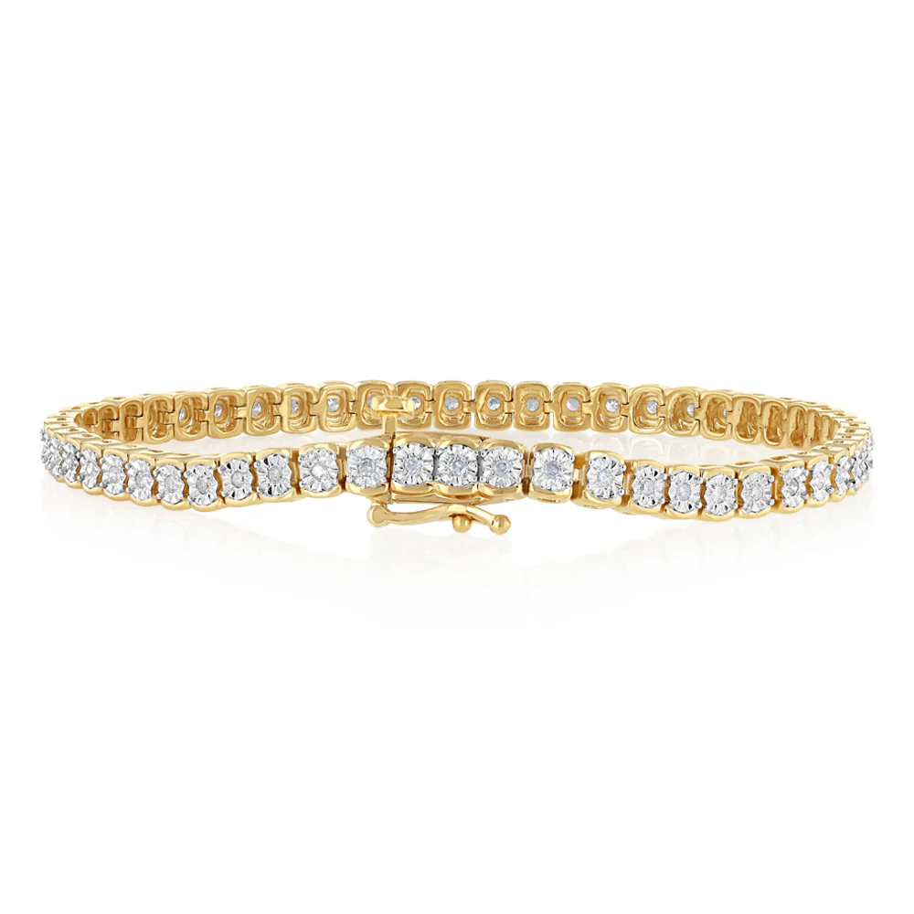 1/2 Carat Diamond 18cm Bracelet in Gold Plated Silver - Image 3