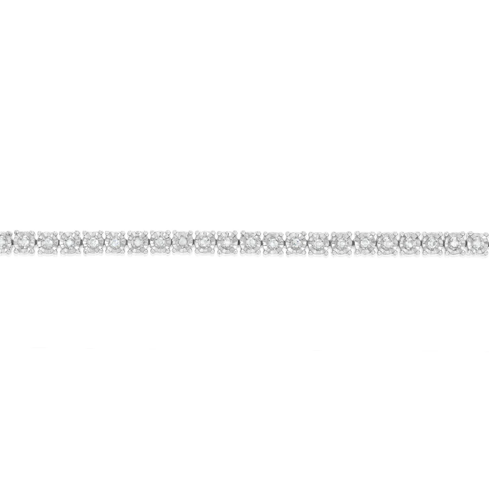 1/2 Carat Diamond 18cm Tennis Bracelet with Brilliant Cut Diamonds in Sterling Silver - Image 4