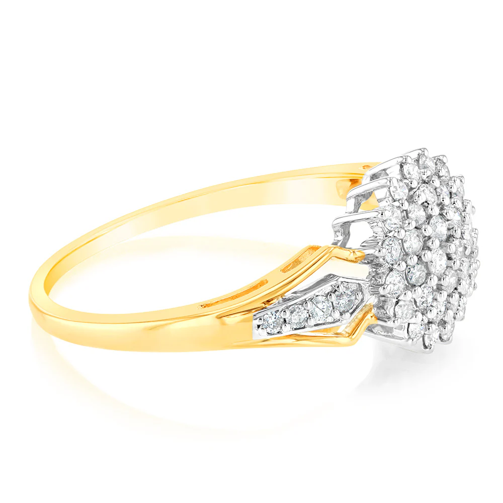 1/2 Carat Diamond Cluster Ring in 9ct Yellow Gold - Image 2