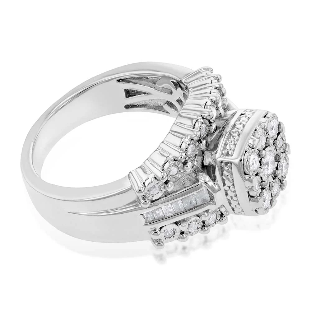 1/2 Carat Diamond Dress Ring with 37 Diamonds in Sterling Silver - Image 2