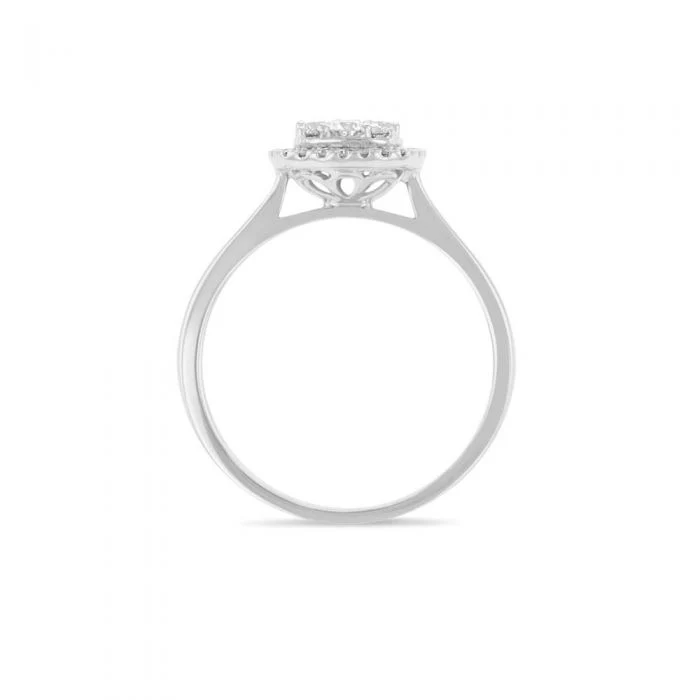 1/2 Carat Diamond Halo Ring in 9ct White Gold - Image 2