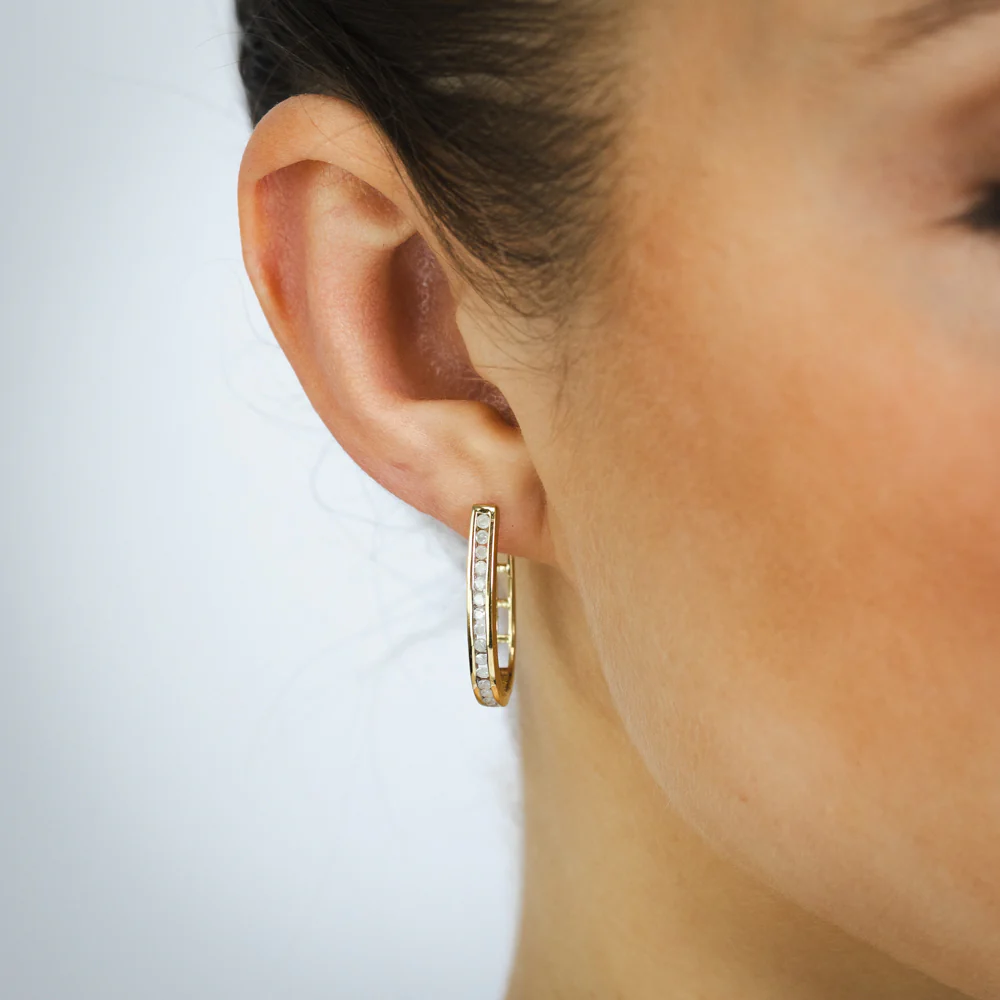 1/2 Carat Diamond Hoop Earrings in Gold Plated Silver - Image 2