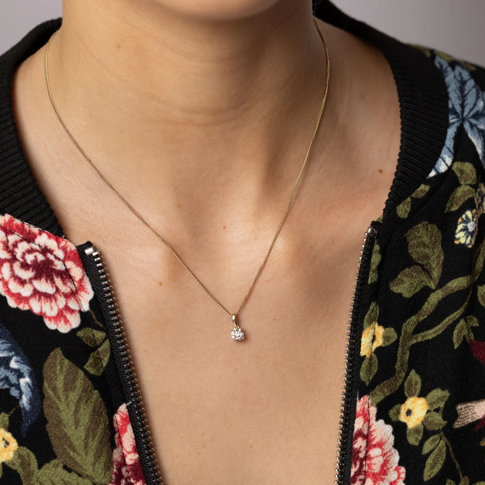 1/2 Carat Diamond Solitaire Pendant in 9ct Yellow Gold - Image 2