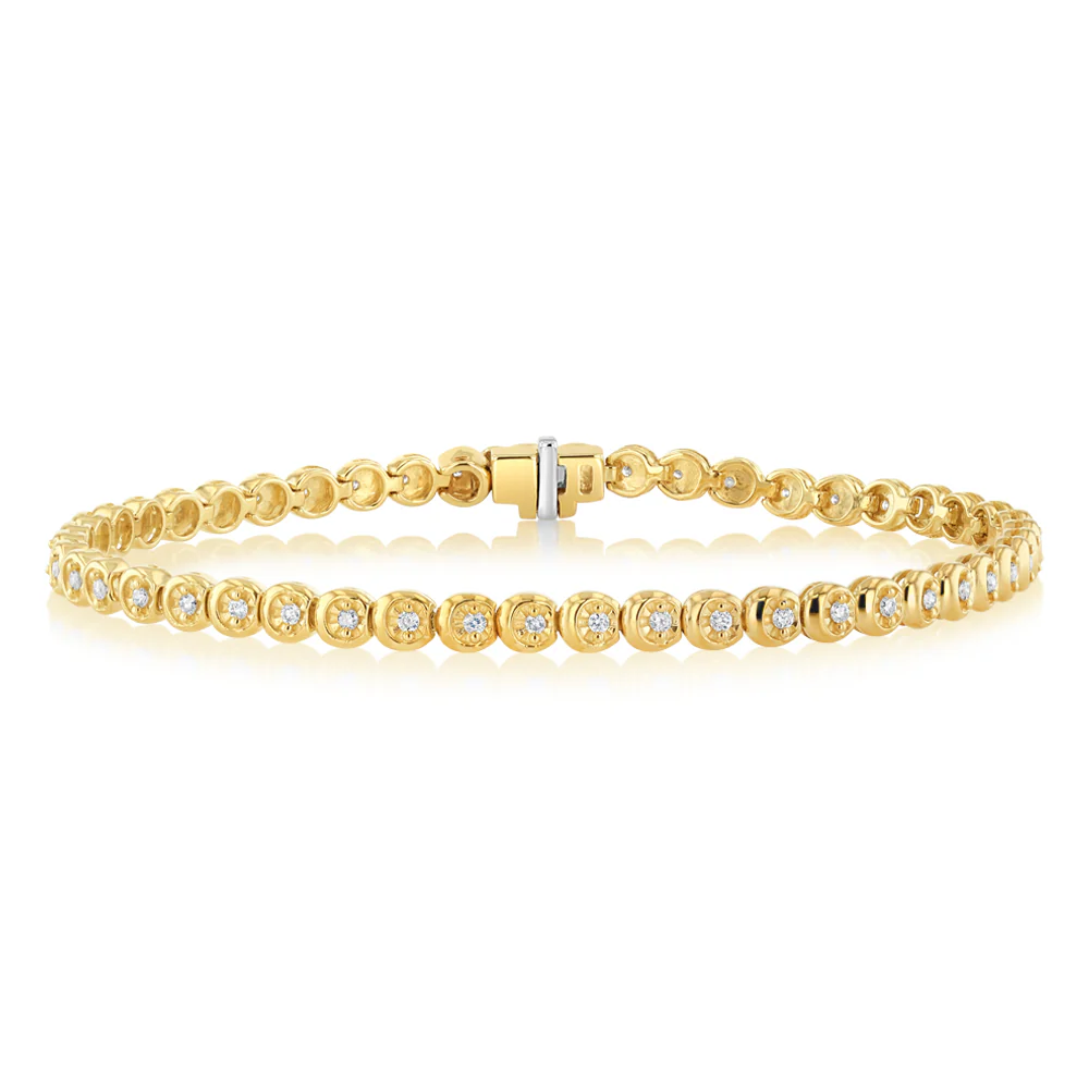 1/2 Carat Diamond Tennis Bracelet in 9ct Yellow Gold