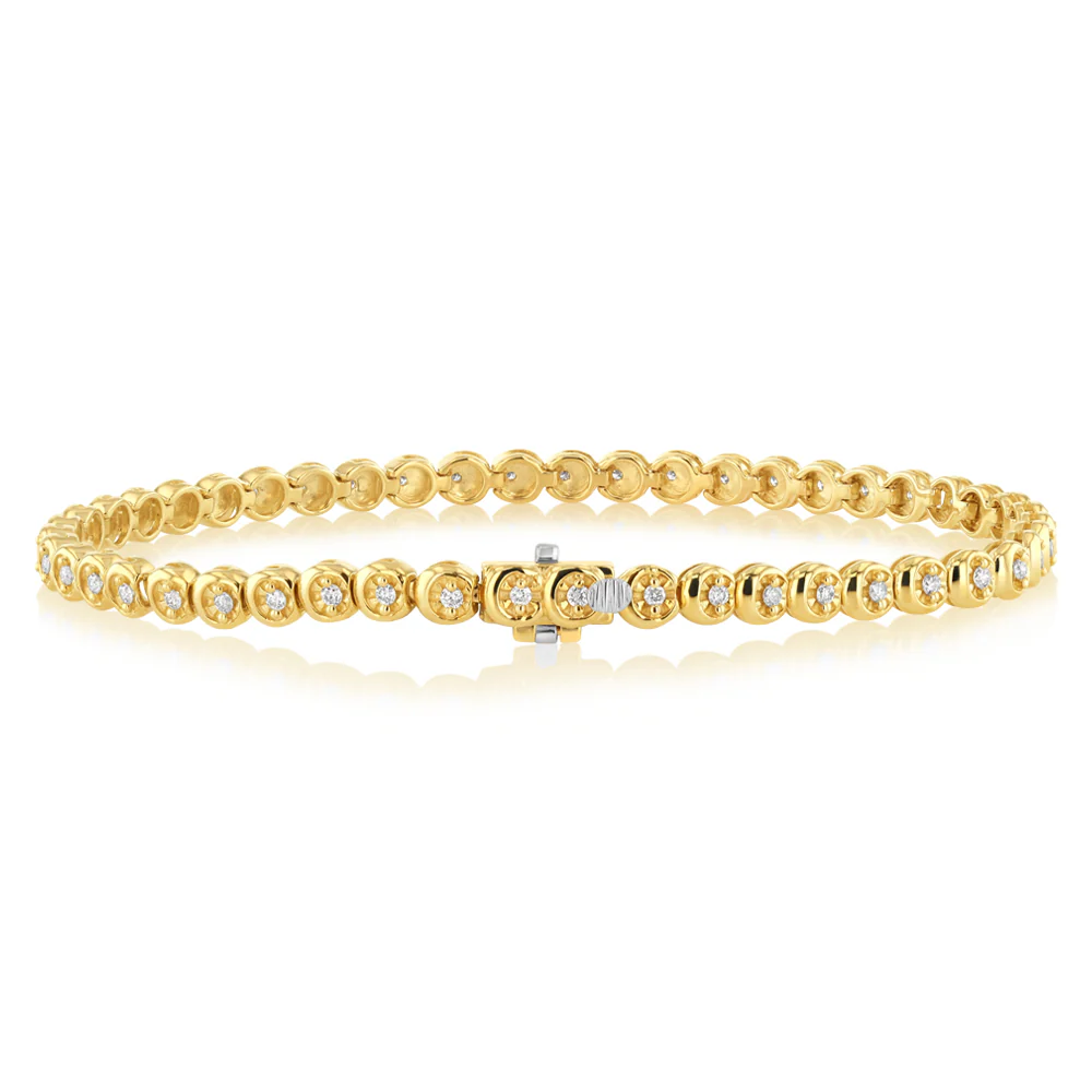 1/2 Carat Diamond Tennis Bracelet in 9ct Yellow Gold - Image 3