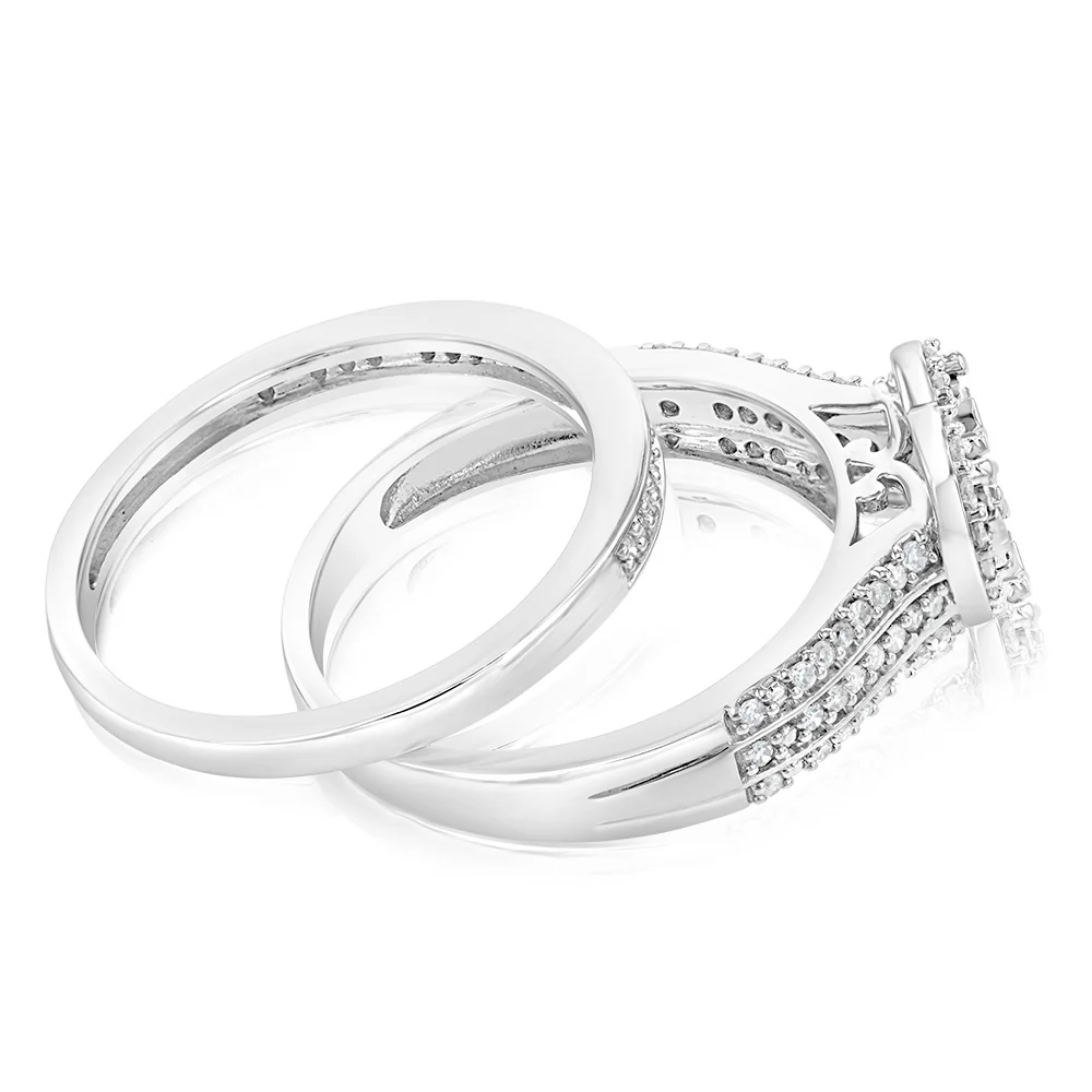 1/3 Carat Diamond 2 Ring Bridal Set in Sterling Silver - Image 2