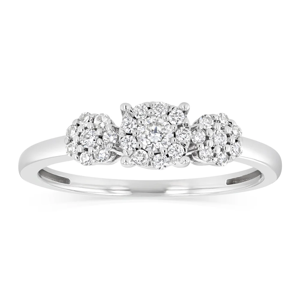 1/3 Carat Diamond Trilogy Ring in 9ct White Gold