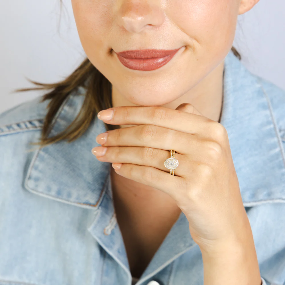 1/3 Carat Natural Diamond 2 Ring Bridal Set in 9ct Yellow Gold - Image 3