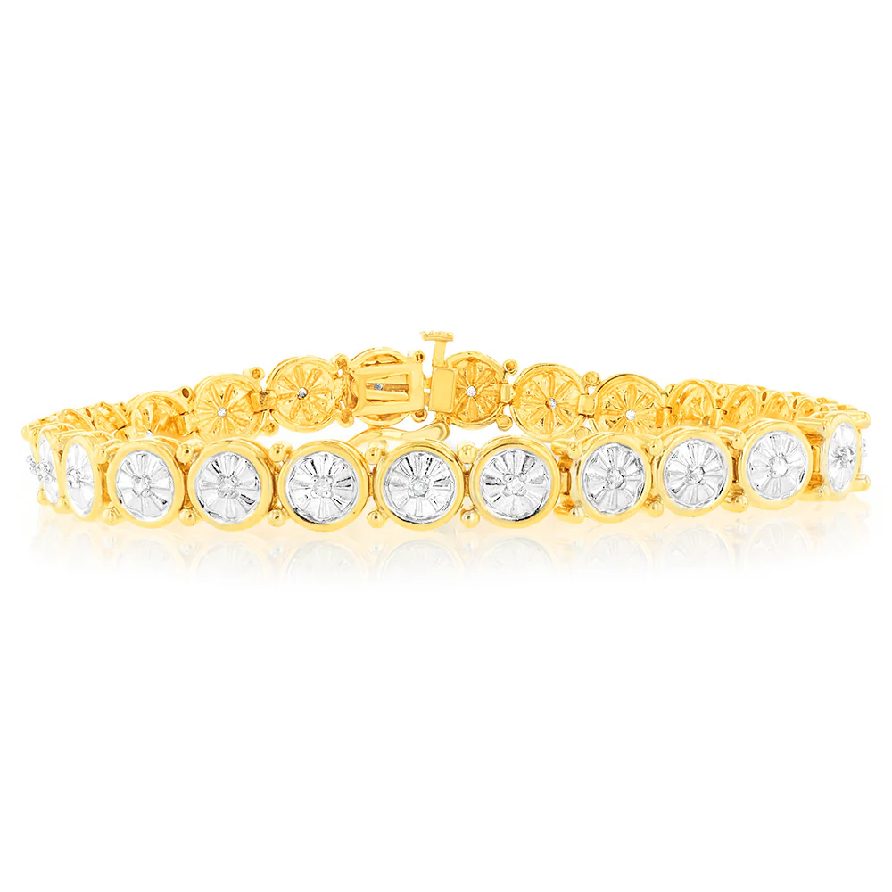 1/4 Carat Diamond Bracelet in Gold Plated Silver