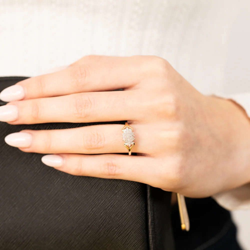 1/4 Carat Diamond Cluster Ring in 9ct Yellow Gold - Image 3