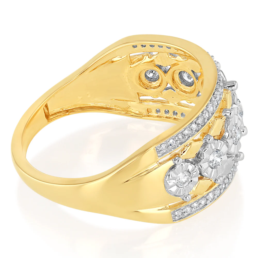 1/4 Carat Diamond Dress Ring in 9ct Yellow Gold - Image 2