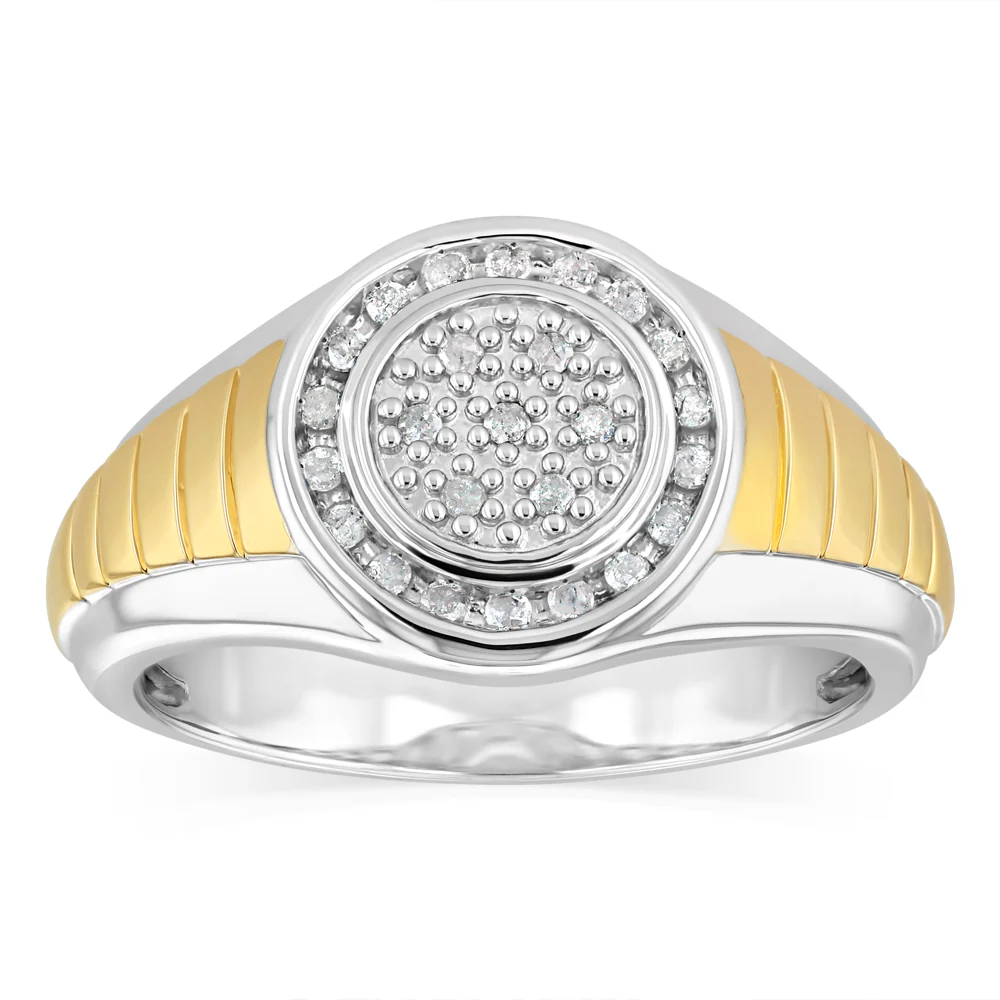 1/4 Carat Diamond Gents Ring in Gold Plated Silver