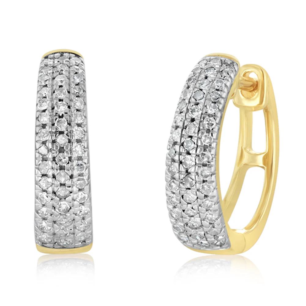 1/4 Carat Diamond Hoop Earrings in 9ct Yellow Gold