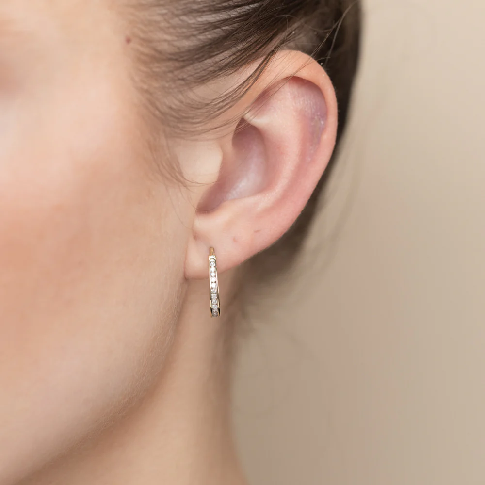 1/4 Carat Diamond Hoop Earrings in 9ct Yellow Gold - Image 2