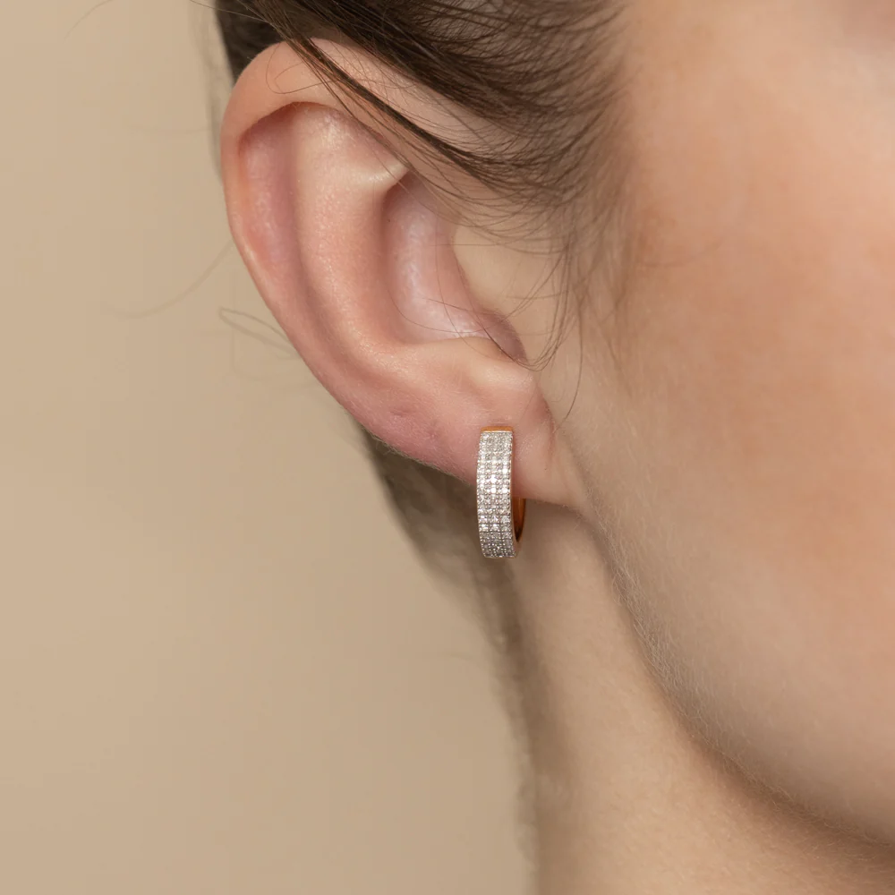 1/4 Carat Diamond Hoop Earrings in Gold Plated Sterling Silver - Image 2