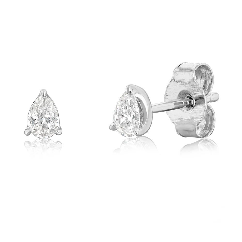 1/4 Carat Diamond Pear Studs Earrings in 9ct White Gold